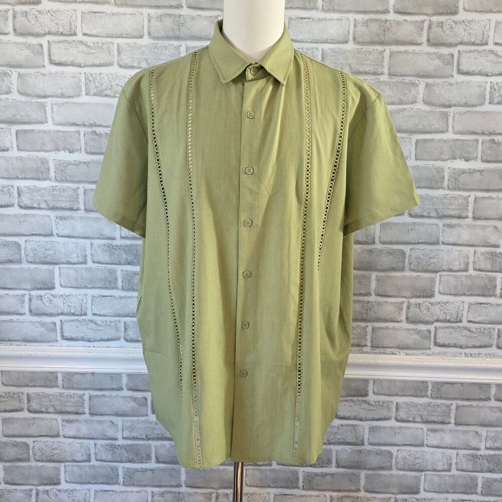 MAPICK Men's Cuban Guayabera Casual Shirts 3XL NEW Button Down Short Sleeve